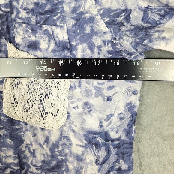 Womens Top Large Boho Crochet Cottagecore Abstract Floral Western Button Up - Picture 3 of 6